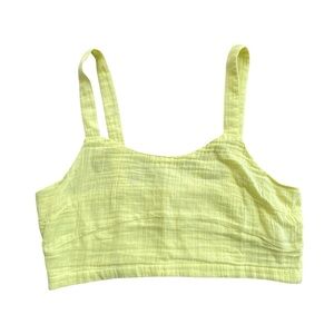 💛 Rip Curl Women's Yellow Premium Surf Crop Tank Top Large NWT Cotton